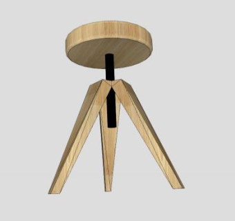 重力式工业椅圆凳SU模型下载_sketchup草图大师SKP模型