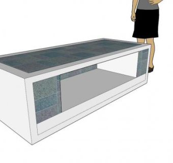 色砖地柜式电视柜SU模型下载_sketchup草图大师SKP模型