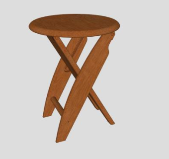 折叠凳子圆凳SU模型下载_sketchup草图大师SKP模型