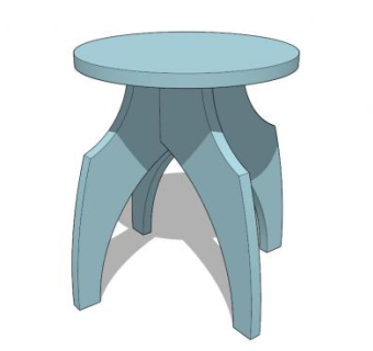 蓝色座椅圆凳SU模型下载_sketchup草图大师SKP模型