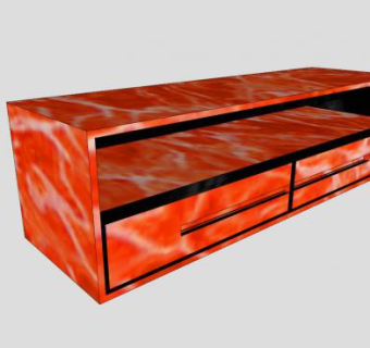 红色落地式电视柜SU模型下载_sketchup草图大师SKP模型