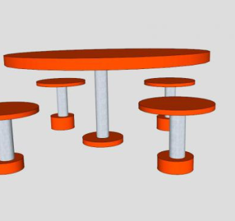 自助餐桌圆凳SU模型下载_sketchup草图大师SKP模型