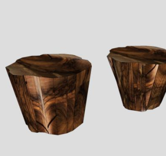 实木座椅树状凳子SU模型下载_sketchup草图大师SKP模型