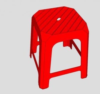 塑料红凳SU模型下载_sketchup草图大师SKP模型