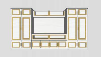 组合式的电视柜和衣柜SU模型下载_sketchup草图大师SKP模型