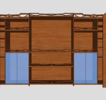 新中式组合式电视柜SU模型下载_sketchup草图大师SKP模型