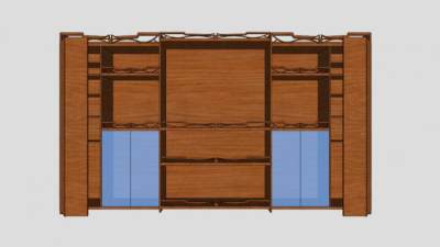 新中式组合式电视柜SU模型下载_sketchup草图大师SKP模型