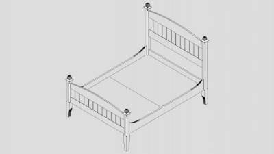 白色低踏板樱桃床SU模型下载_sketchup草图大师SKP模型