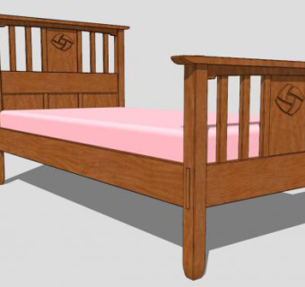 工艺美术双人床SU模型下载_sketchup草图大师SKP模型