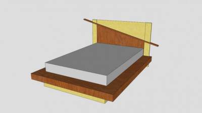 平台床单人床SU模型下载_sketchup草图大师SKP模型