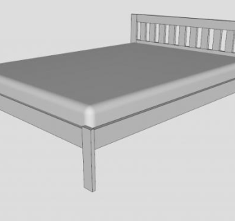 现代白色双人床SU模型下载_sketchup草图大师SKP模型