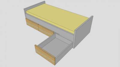 单人床宜家储物床SU模型下载_sketchup草图大师SKP模型