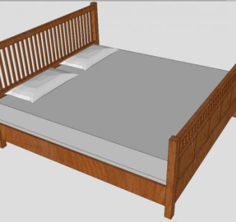 双人床动态床SU模型下载_sketchup草图大师SKP模型