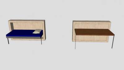 折叠双人床SU模型下载_sketchup草图大师SKP模型
