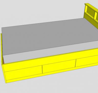 储物柜双人床SU模型下载_sketchup草图大师SKP模型