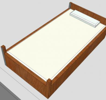 平板床双人床SU模型下载_sketchup草图大师SKP模型