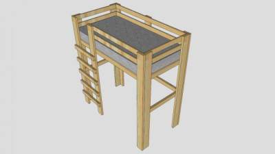 双侧阁楼床SU模型下载_sketchup草图大师SKP模型