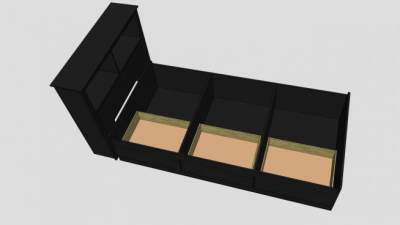 黑色床板平板床SU模型下载_sketchup草图大师SKP模型