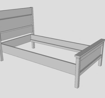 婴儿床白色板床SU模型下载_sketchup草图大师SKP模型