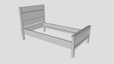 婴儿床白色板床SU模型下载_sketchup草图大师SKP模型