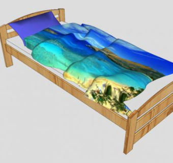 实木床卧室单人床SU模型下载_sketchup草图大师SKP模型