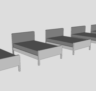 现代床白色床SU模型下载_sketchup草图大师SKP模型