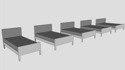 现代床白色床SU模型下载_sketchup草图大师SKP模型