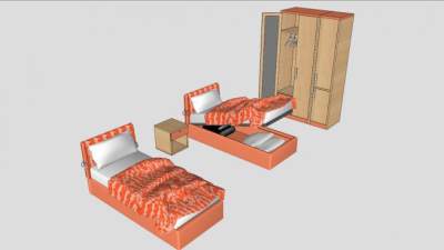 折叠床单人床SU模型下载_sketchup草图大师SKP模型