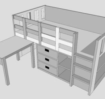 麦迪逊阁楼床SU模型下载_sketchup草图大师SKP模型