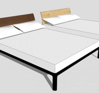 女王床头板双人床SU模型下载_sketchup草图大师SKP模型