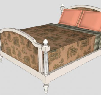 路易欧式双人床SU模型下载_sketchup草图大师SKP模型