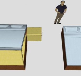 储物双人床SU模型下载_sketchup草图大师SKP模型