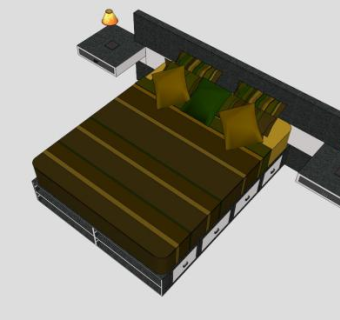 现代平板双人床SU模型下载_sketchup草图大师SKP模型