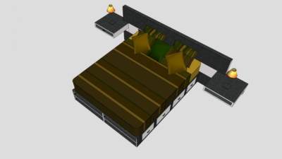 现代平板双人床SU模型下载_sketchup草图大师SKP模型