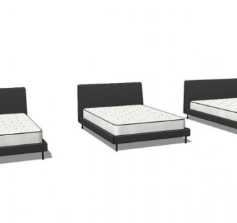 布艺双人床SU模型下载_sketchup草图大师SKP模型