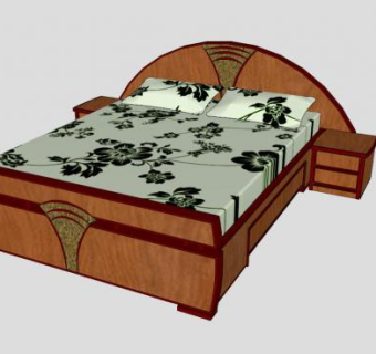 椭圆头床卧室双人床SU模型下载_sketchup草图大师SKP模型