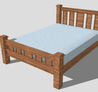 实木双人床皇后床SU模型下载_sketchup草图大师SKP模型