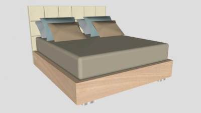 威廉平板双人床SU模型下载_sketchup草图大师SKP模型