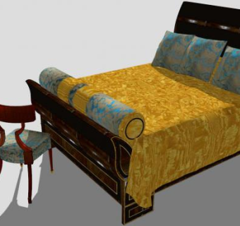 豪华双人床皇后床SU模型下载_sketchup草图大师SKP模型