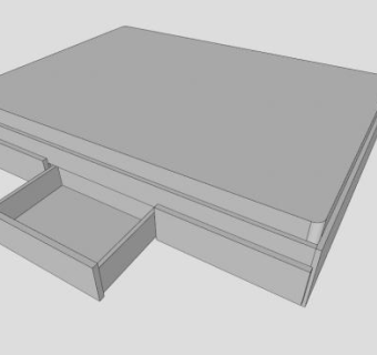 现代白色平板抽屉双人床SU模型下载_sketchup草图大师SKP模型