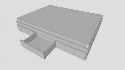 现代白色平板抽屉双人床SU模型下载_sketchup草图大师SKP模型