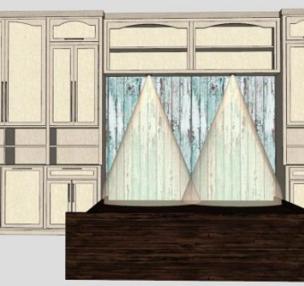 实木双人床木板床SU模型下载_sketchup草图大师SKP模型