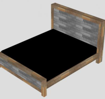 黑色平板床滨水板床SU模型下载_sketchup草图大师SKP模型