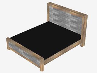 黑色平板床滨水板床SU模型下载_sketchup草图大师SKP模型