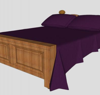 实木床橡木双人床SU模型下载_sketchup草图大师SKP模型