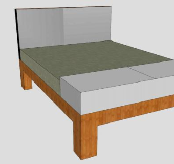 橡木平板床双人床SU模型下载_sketchup草图大师SKP模型