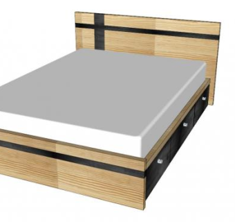 条纹双人床SU模型下载_sketchup草图大师SKP模型