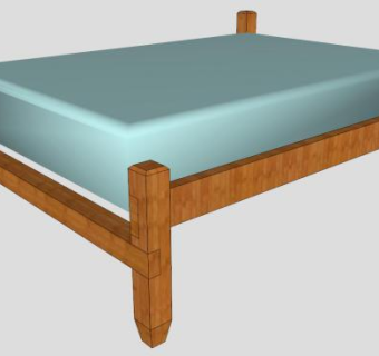 女王床架四柱双人床SU模型下载_sketchup草图大师SKP模型