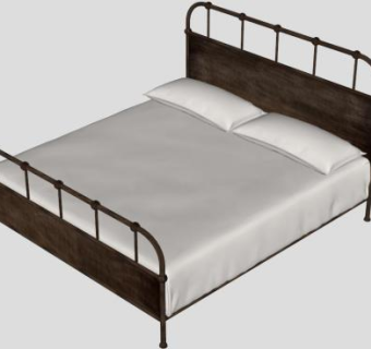铁艺双人床复古床SU模型下载_sketchup草图大师SKP模型