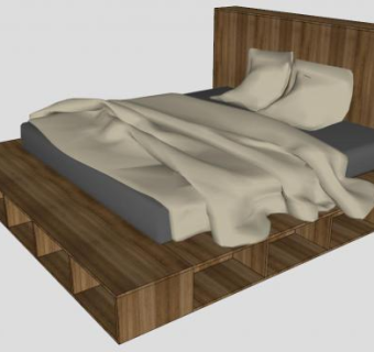 现代平板床双人床SU模型下载_sketchup草图大师SKP模型